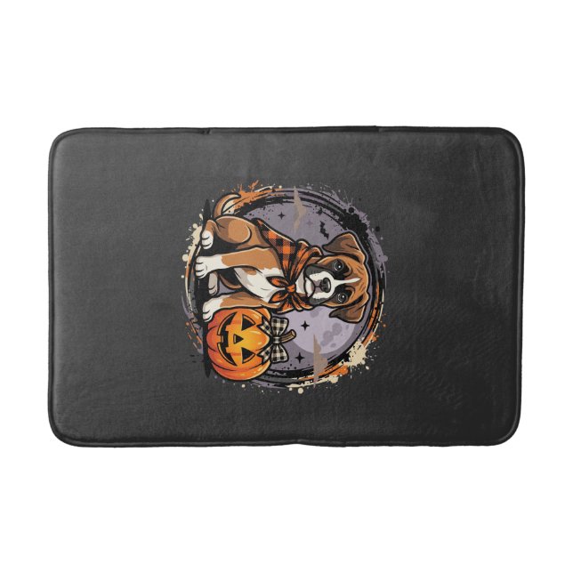 Boxer Dog Halloween Pumpkin Sublimation Bath Mat (Front)