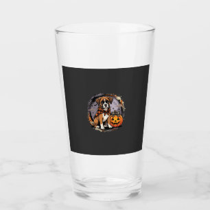 Boxer Dog Halloween Pumpkin Sublimation Glass