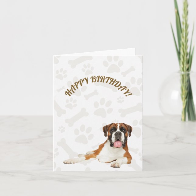Boxer Dog Happy Birthday Card (Front)