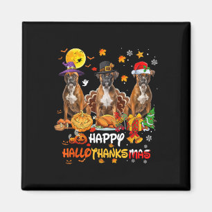 Boxer Dog Happy Halloween Thanksgiving Merry Chris Magnet