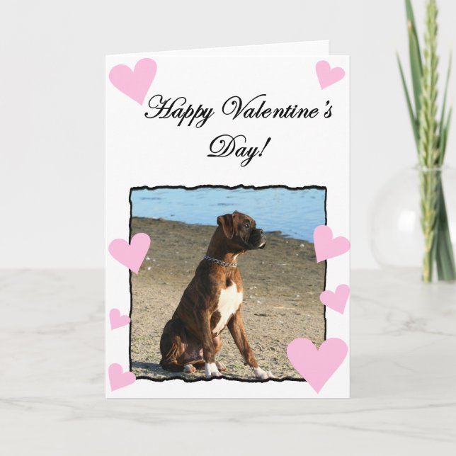 Boxer Dog  Happy Valentine's Day Greeting card (Front)