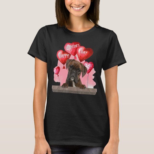 Boxer Dog Happy Valentines Day Pet Dog Lover T-Shirt (Front)