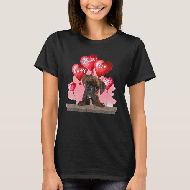 Boxer Dog Happy Valentines Day Pet Dog Lover T-Shirt (Front)