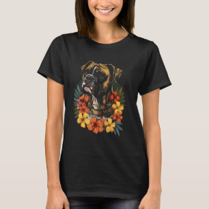 Boxer Dog Hawaiian Flowers Hibiscus Hula Hawaii T-Shirt