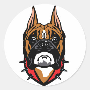 boxer dog head classic round sticker