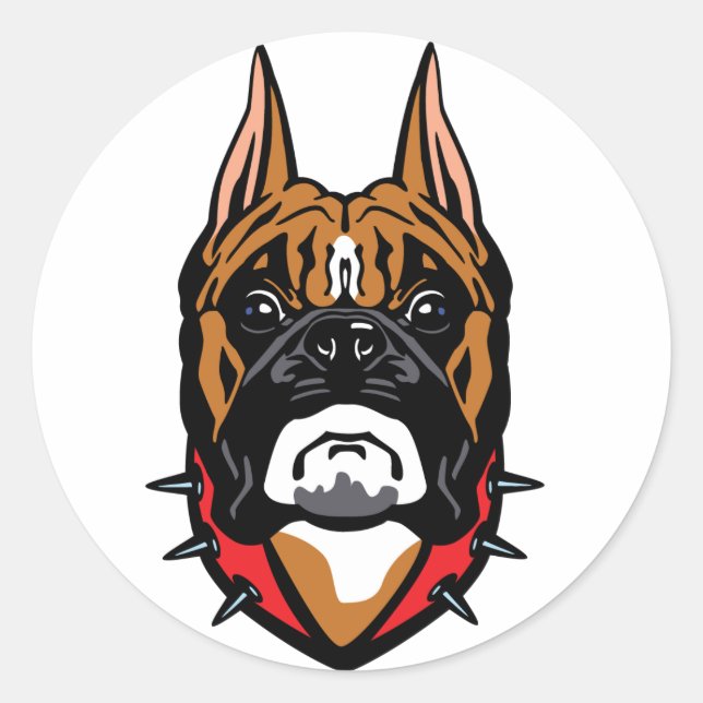 boxer dog head classic round sticker (Front)