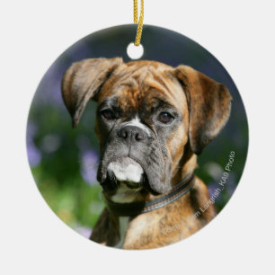 Boxer Dog Headshot Ceramic Tree Decoration