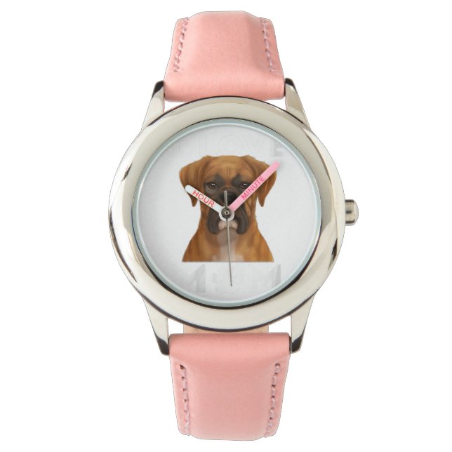 Boxer Dog I Love Mum Family Puppy Lover Gift Watch (Front)