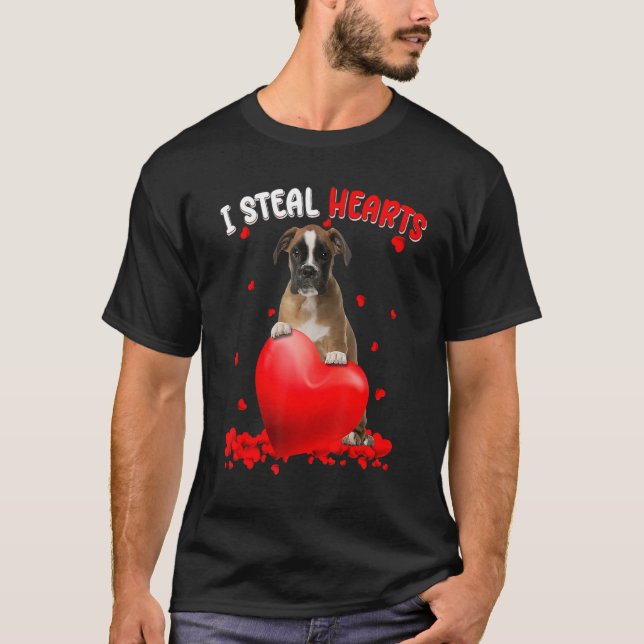 Boxer Dog I Steal Hearts Cute Valentine Day Women  T-Shirt (Front)