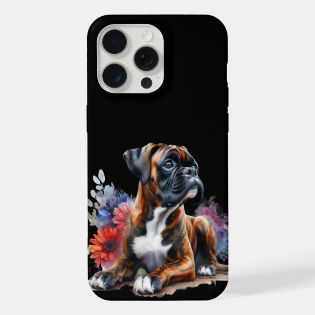 Boxer Dog in Bloom Boxer & Blossoms iPhone Case (Back)