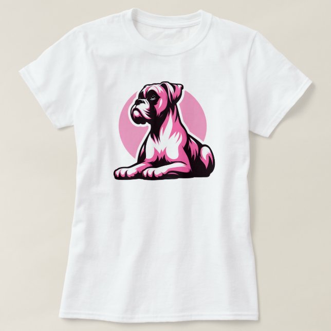 Boxer Dog in Pink T-Shirt (Design Front)