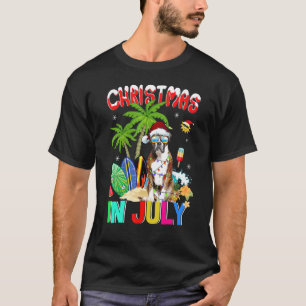 Boxer Dog In Santa Hat Sunglasses Christmas In Jul T-Shirt