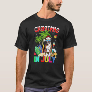 Boxer Dog In Santa Hat Sunglasses Christmas In Jul T-Shirt