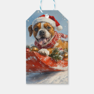 Boxer Dog in Sledge Let it Snow Christmas Gift Tags