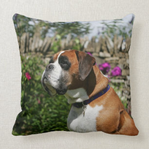 Boxer Dog in the Flowers Cushion