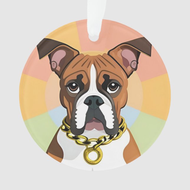 Boxer Dog in Vibrant Circular Frame Ornament (Front)