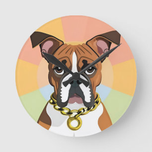 Boxer Dog in Vibrant Circular Frame Round Clock