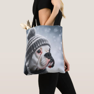 Boxer Dog in Winter Tote Bag