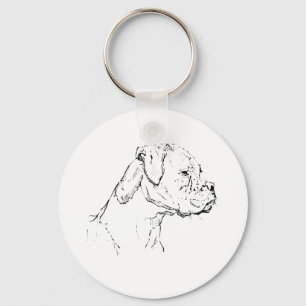 Boxer Dog Ink Art – Minimalist Dog Line Drawing Key Ring