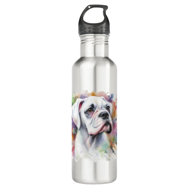 🐾Boxer Dog Joy 🐾Ink-Spattered Whimsical Boxer ❤ 710 Ml Water Bottle (Front)