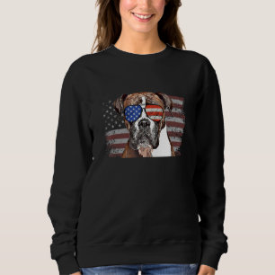 Boxer Dog July 4th Retro Usa American Flag Sweatshirt