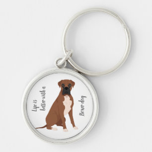 Boxer dog keychain. Any coat color, any type of ea Key Ring