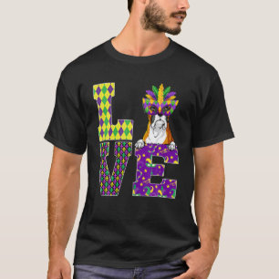 Boxer Dog Lover I Love Mardi Gras Costume Mask T-Shirt
