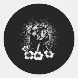 Boxer Dog Lover Retro Style Tattoo _1 Classic Round Sticker