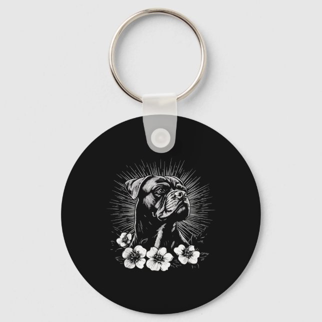 Boxer Dog Lover Retro Style Tattoo _1  Key Ring (Front)