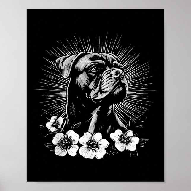 Boxer Dog Lover Retro Style Tattoo _1  Poster (Front)