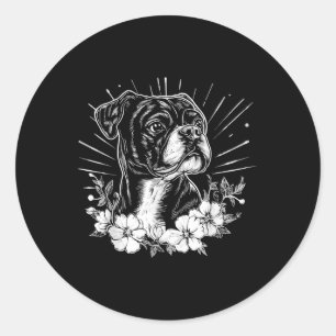 Boxer Dog Lover Retro Style Tattoo Classic Round Sticker