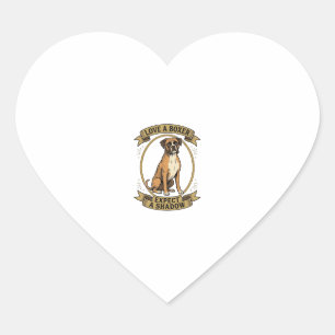Boxer Dog Lover Shirt Vintage Engraving Funny Pet Heart Sticker
