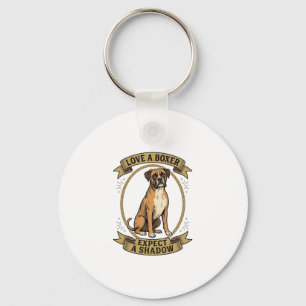 Boxer Dog Lover Shirt Vintage Engraving Funny Pet Key Ring