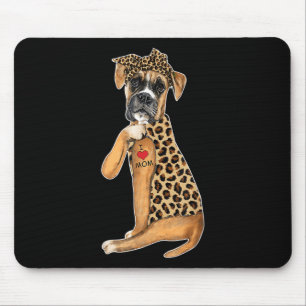Boxer Dog Lover Tee I Love Mum Tattoo Leopard Moth Mouse Pad