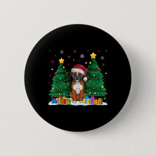 Boxer Dog Lovers Santa Hat Ugly Christmas Sweater 6 Cm Round Badge