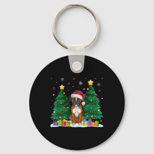Boxer Dog Lovers Santa Hat Ugly Christmas Sweater  Key Ring