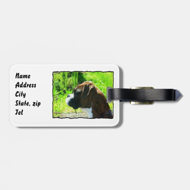 Boxer dog luggage tag (Back Horizontal)