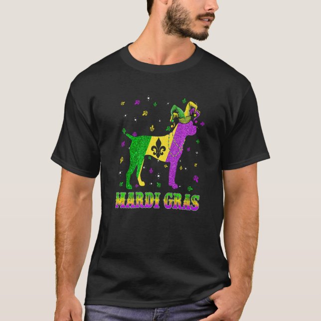 Boxer Dog Mardi Gras Carnival Jester Beads Premium T-Shirt (Front)