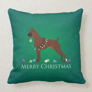 Boxer Dog Merry Christmas Design Cushion