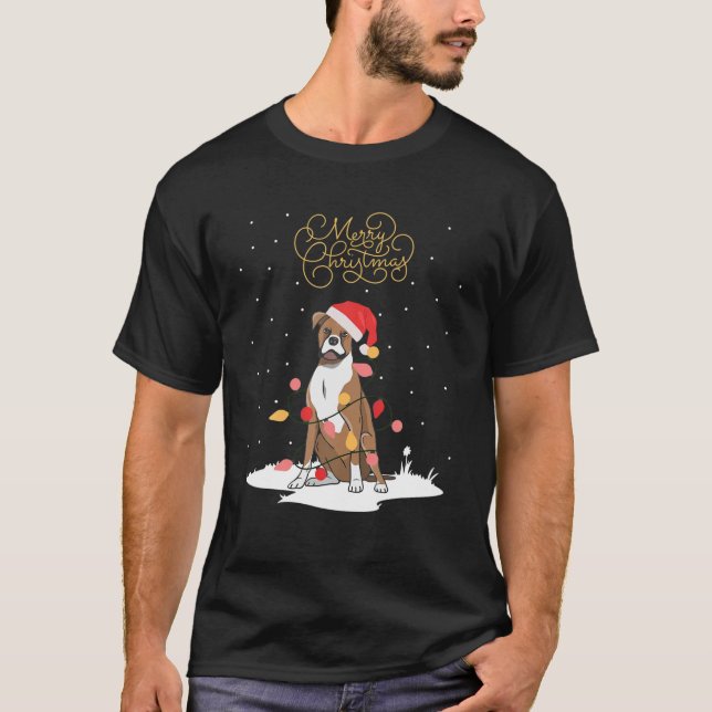 Boxer Dog Merry Christmas Xmas German Boxer Christ T-Shirt (Front)