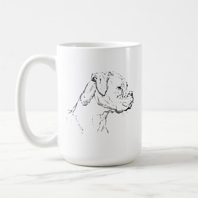 Boxer Dog Mug – Hand Drawn Ink Dog Coffee Mug (Left)
