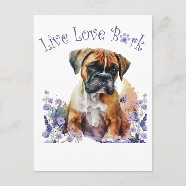Boxer Dog Mum Floral Postcard (Front)