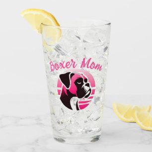 Boxer Dog Mum in Pink Glass