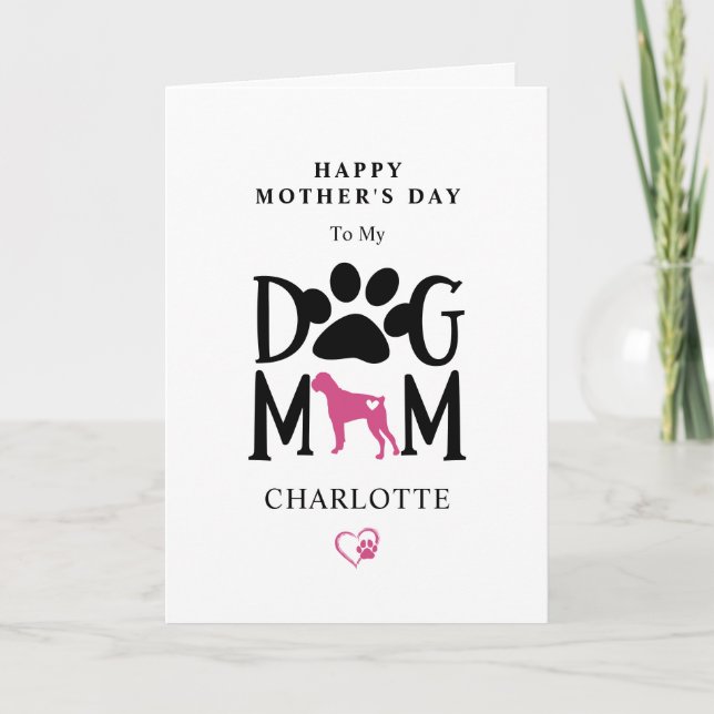 Boxer Dog Mum Monogram Name Mother's Day Holiday Card (Front)