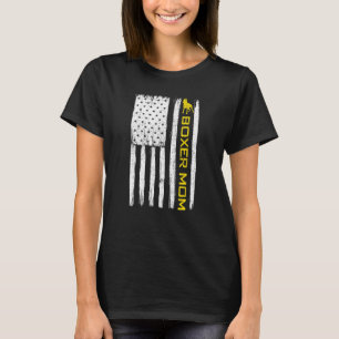 Boxer Dog Mum Vintage Patriotic With American Flag T-Shirt