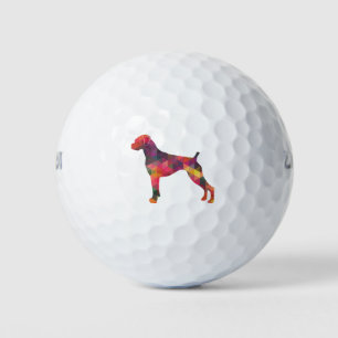 Boxer Dog Natural Ears Geo Silhouette Multi Golf Balls