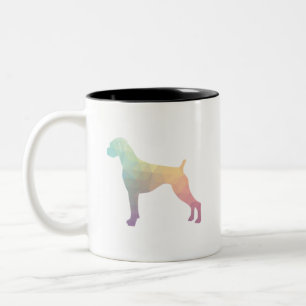 Boxer Dog Natural Ears Geo Silhouette Pastel Two-Tone Coffee Mug
