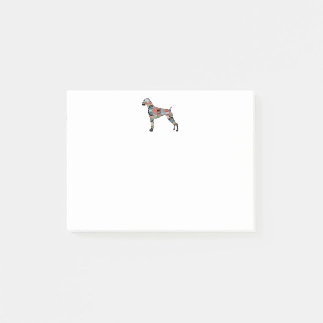 Boxer Dog Natural Ears Geo Silhouette Plaid Post-it Notes (Front)