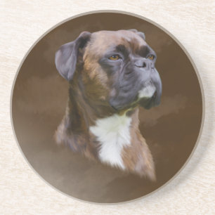 Boxer Dog Oil Painting Art Portrait Coaster
