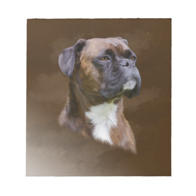 Boxer Dog Oil Painting Art Portrait Notepad (Front)
